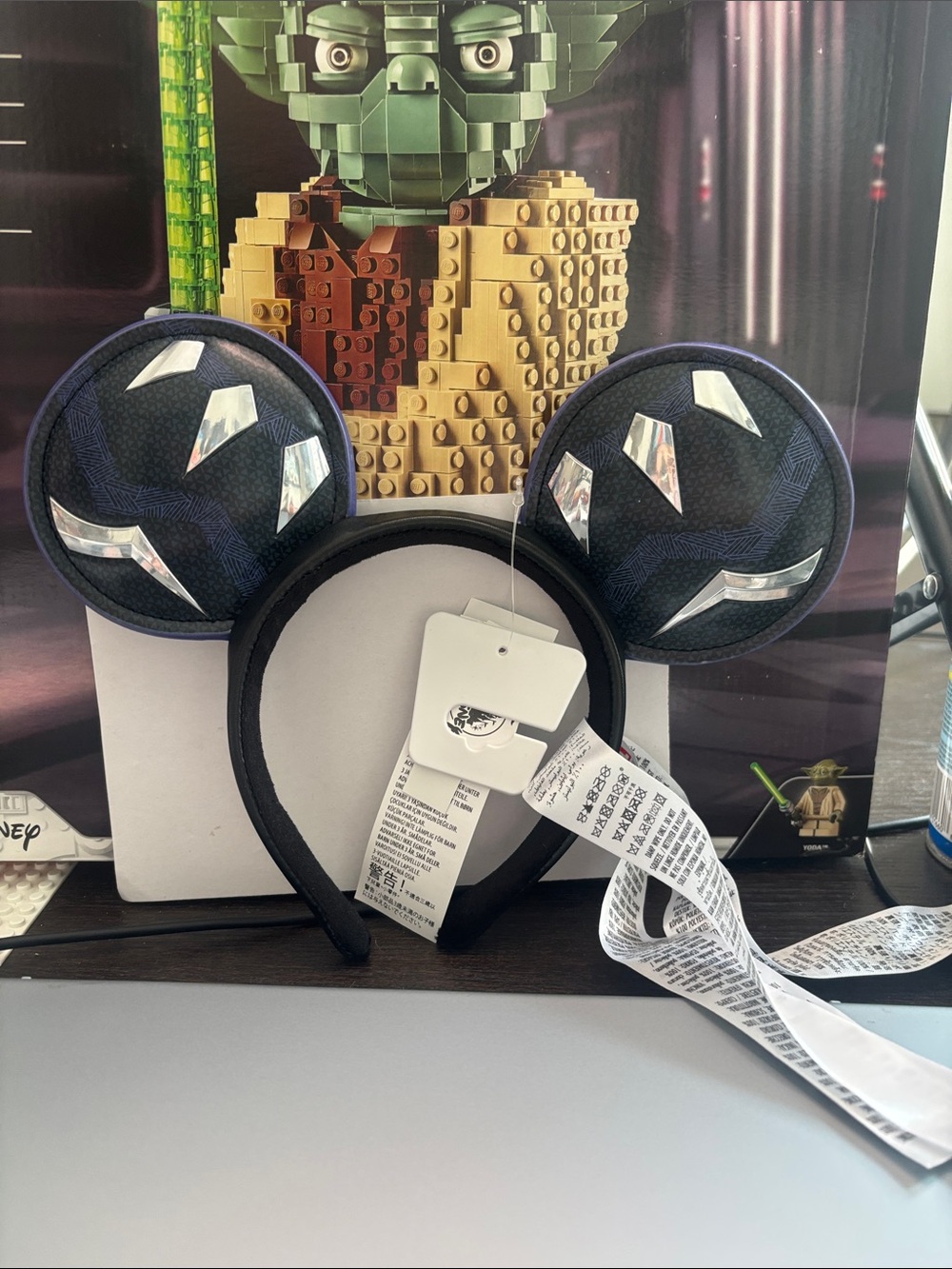Disney Black Mickey Ear Headband with Silver Facet Accents